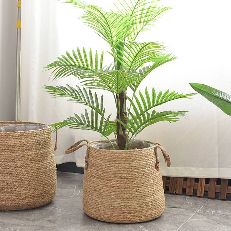 Woven Grass Planter Pot With Breathable Design For Living Room Decor Large Size