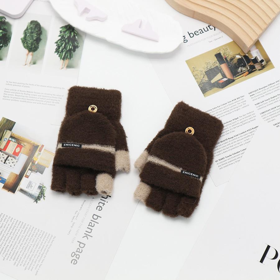 Zimní bezprsté rukavice s odklápěcím vrškem v korejském stylu - Unisex, kreslený design, kompatibilní s dotykovou obrazovkou, ideální pro psaní a ťukání