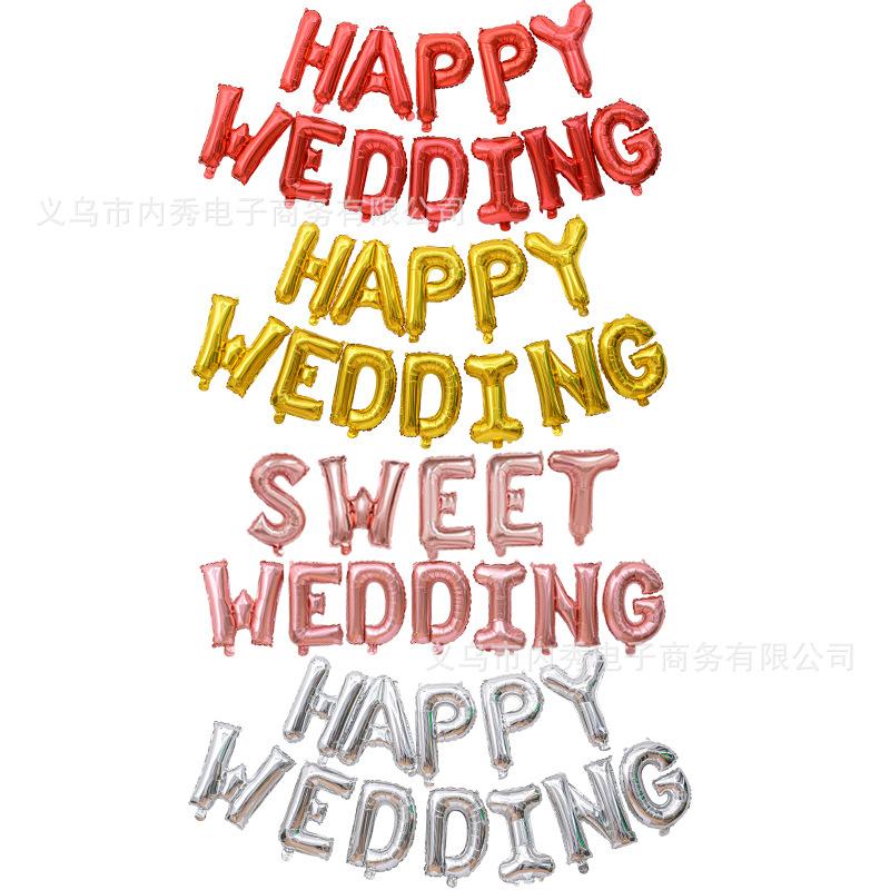 16 Inch Happy Wedding Alphabet Balloon Gold Silver Rose Gold Wedding Arrangement Decorative Balloon Set