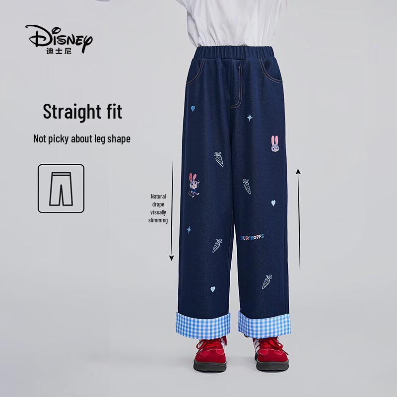 Disney Girls' Judy Print Straight Wide-Leg Jeans