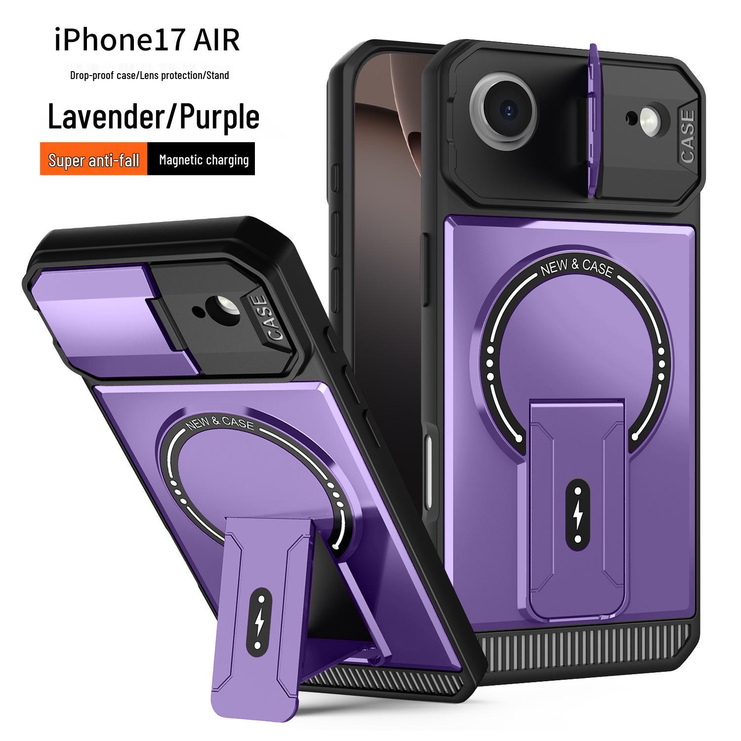 iPhone 17 Pro Max Mirror Flip Cover with Mecha Magnetic Stand & 16 Anti-Fall Protection 17 PRO MAX лаванды фиолетового
