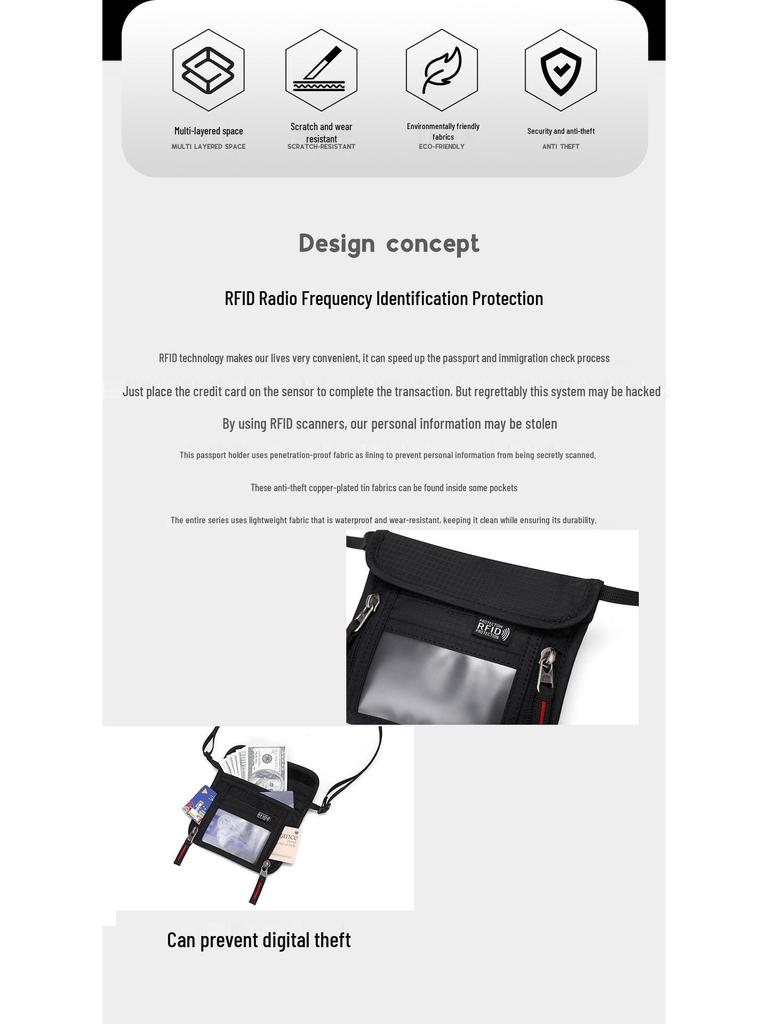 Slim Anti-Theft Passport & Document Holder - Multi-Functional Hanging Bag with Card Slots