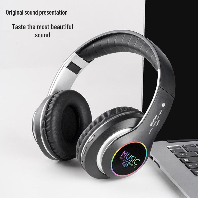 VJ033 Luminous LED Wireless Bluetooth Over-Ear Headphones with Heavy Bass