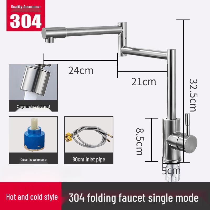 TLXT Stainless Steel Foldable Kitchen Faucet