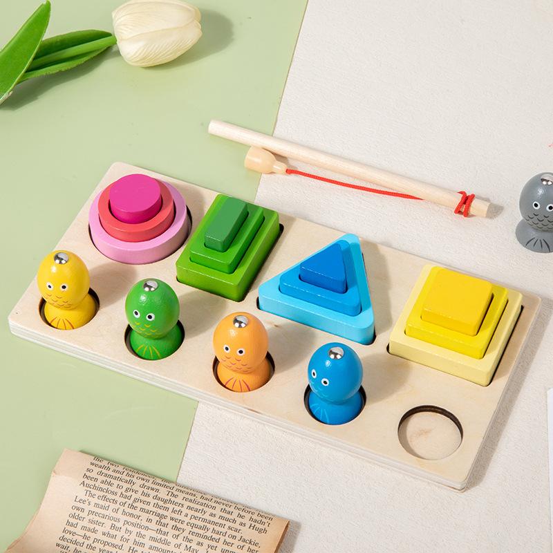 Children'S Educational Toys Shape Matching Color Cognition 3D Three-Dimensional Building Block Fishing Geometric Puzzle
