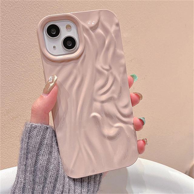 Korean Aesthetic Glossy Origami Texture Glitter Case For Iphone 14 13 12 11 Pro Max Cute Plain Wavey Shockproof Soft Cover Funda