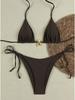 A12 Women's European & American Three-Piece Solid Color Bikini