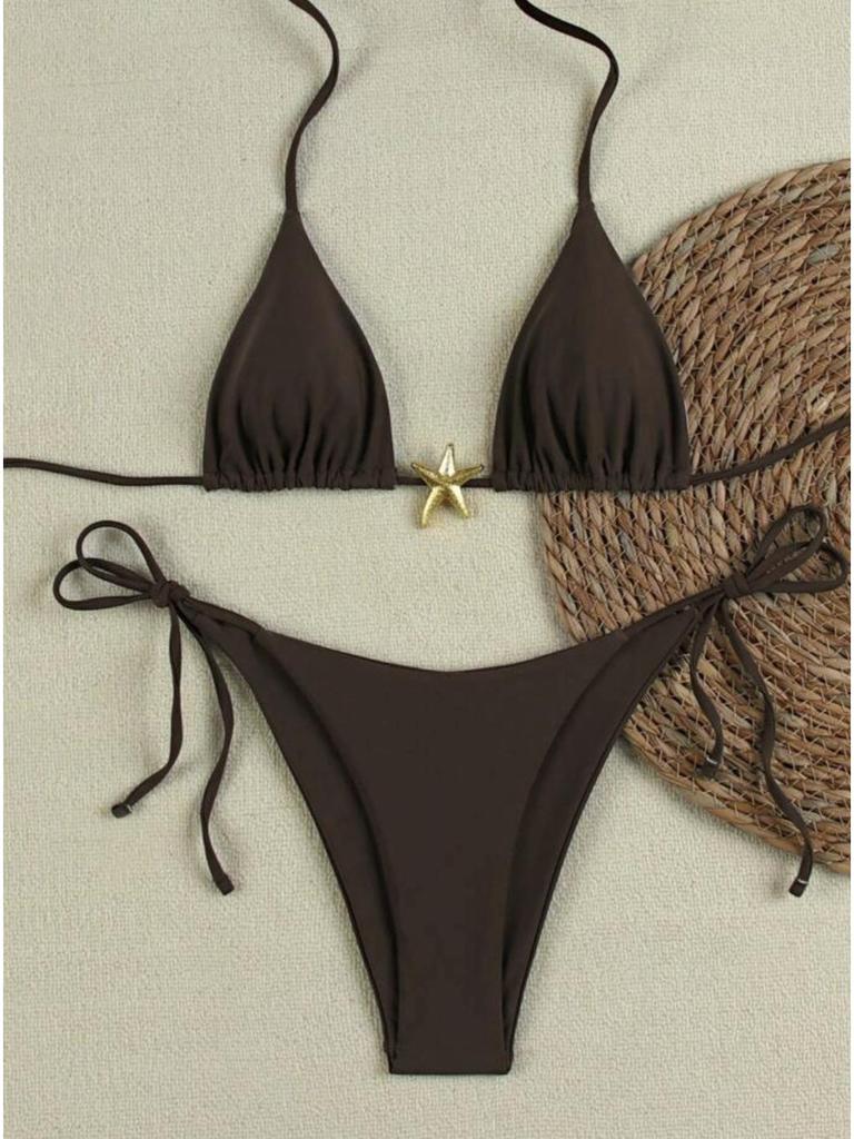 A12 Women's European & American Three-Piece Solid Color Bikini