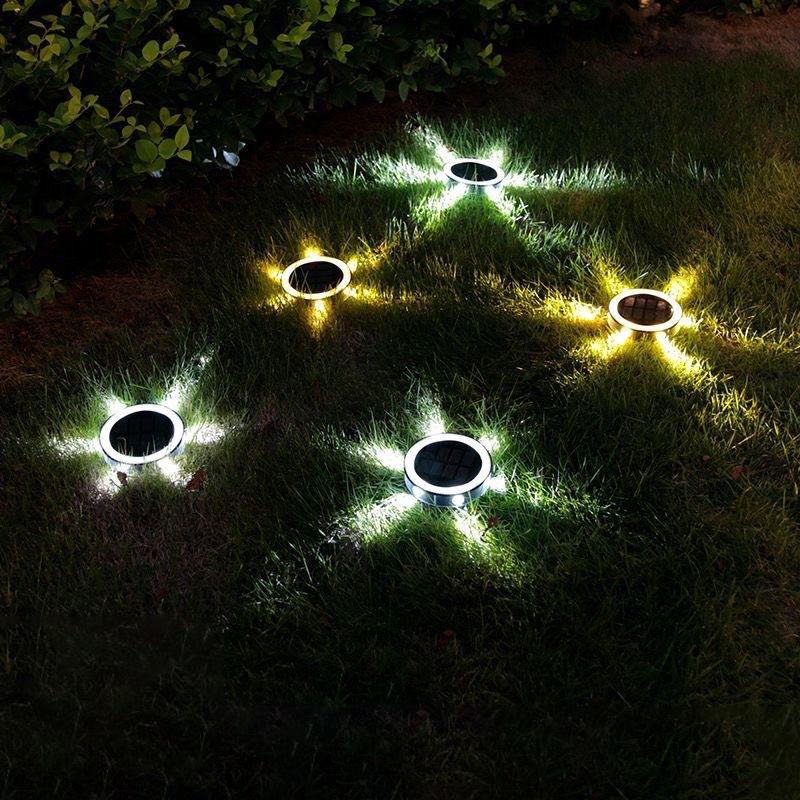 4Pack Solar Night Light, Waterproof Outdoors Underground Lamp,360° LED Floor Lights for Garden,Yard,Lawn,Balcony Decor