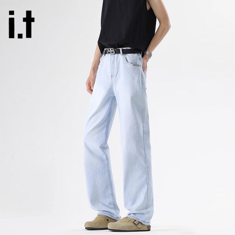 Izzue Men's Casual Washed Straight-Leg Jeans