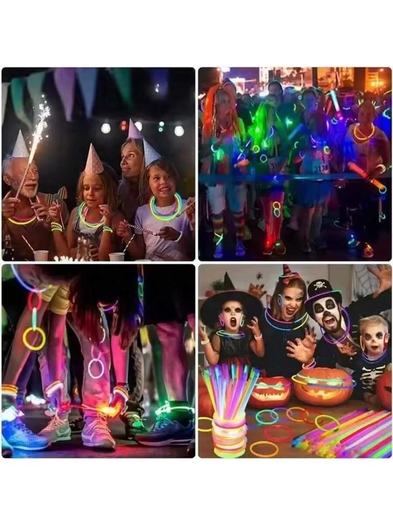 100Pcs Fluorescence Sticks Party Multicolor Glowing Stick Bright Colorful Light Bright Bendable Glow Bracelet Party Supplies