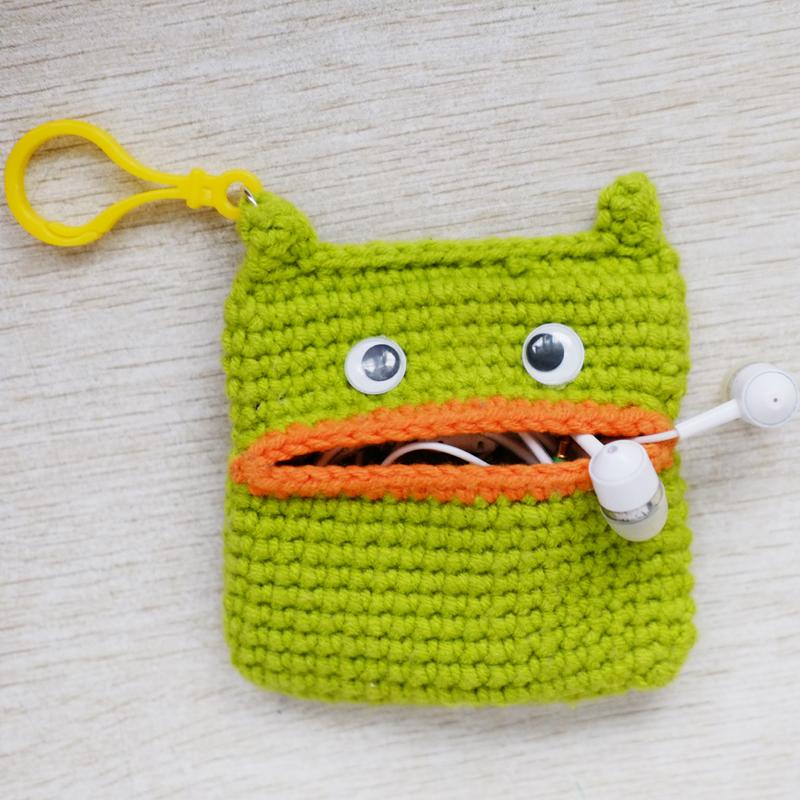 Creative Handmade DIY Crochet Yarn Materials Bag Sausage Mouth Earphone Storage Bag Video Guide Home Fabric Sewing Kit