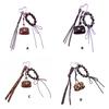 Stylish Mini Leopard Print Purse Keychain With Beaded Rope Bag Charm Pendant Fashion Bag Accessories for Women Girls
