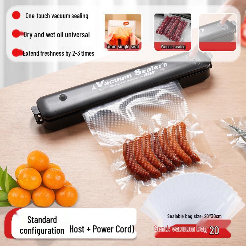 

Компактний вакуумний пакувальник подвійного призначення для збереження сухої та вологої їжі Black Vacuum Sealer + 20 Large Bags