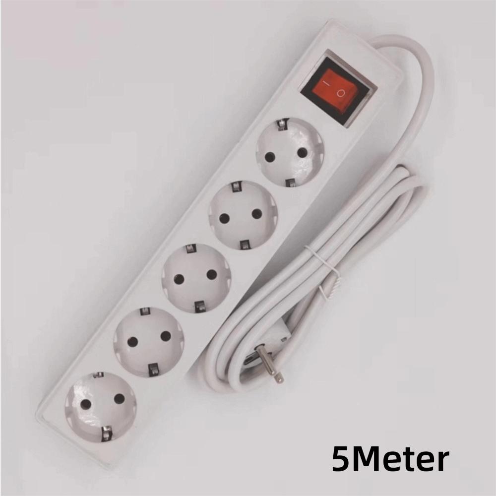 2/3/5Meters Cord EU Power Strip with ON/OFF Switch Power Converter Flat Adapter  European Standard