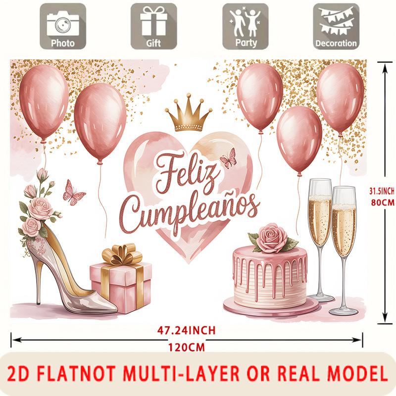 Party Backdrop Birthday Rose Pink Elegant Photo Background Front Door Decor