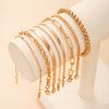 8 Pcs Gold Color Bracelet Set Boho Retro Thick Twist Cuban Beaded Chain Bracelet for Women 2025 Trendy Quality Jewelry Gifts