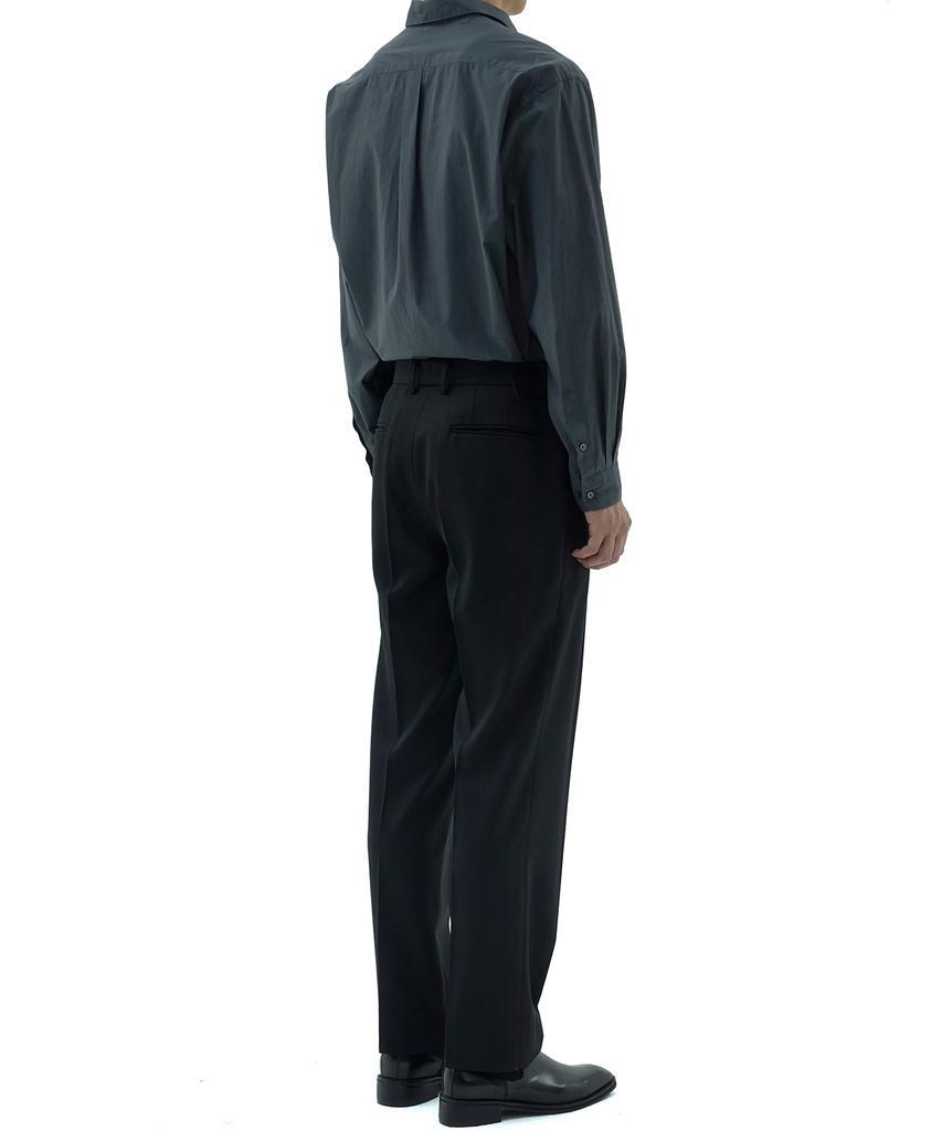 Neibieol Fine Wool Single-Pleat Tapered Pants - Black