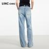 Jinyujie Women's Mid-Waist Loose Straight Wide-Leg Jeans
