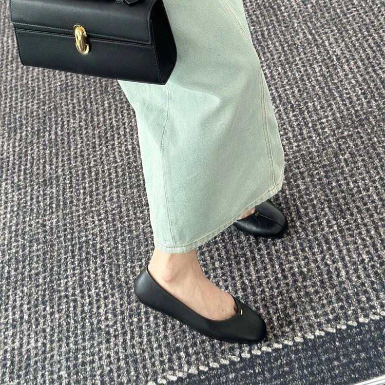 Cowhide version~ Genuine leather retro shallow mouth one-pedal single shoes women's casual versatile flat shoes grandma shoes ballet shoes