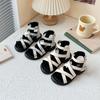 Girls Roman Shoes with Double Hook&loop Kids Sandals Non-slip Soft Sole 2025 Summer New Children Princess Shoes Open Toes Sweet