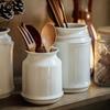 White Ceramic Kitchen Utensil Holder Chopsticks Spoon Fork Storage Organizer Decorative Container