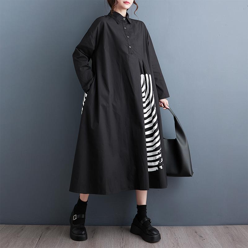 

XITAO женское свободное платье-рубашка с длинным рукавом ZZ0101 One Size чёрный