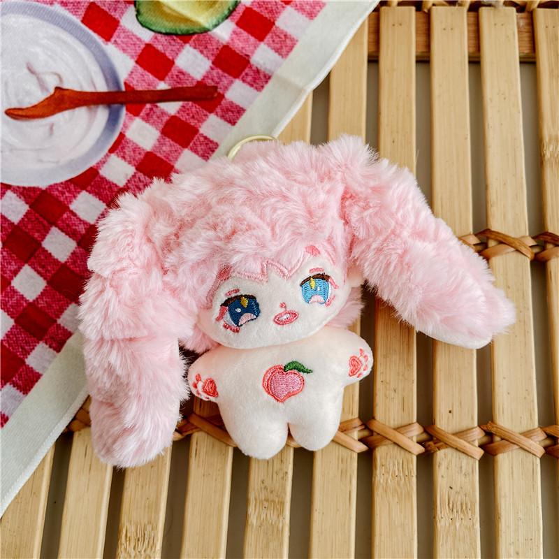 Cartoon 4-inch Pendant Keychain Atmosphere Doll Cute Rabbit Backpack Accessories Grab Machine Doll Boutique