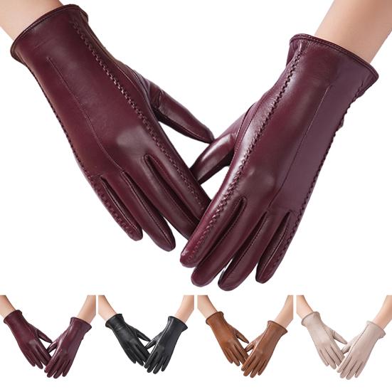 1 Paar Damen Handschuhe Kunstleder Touchscreen Vollhand Warme Winterhandschuhe Verdicktes Weiches Futter Reise Ski Handschuhe