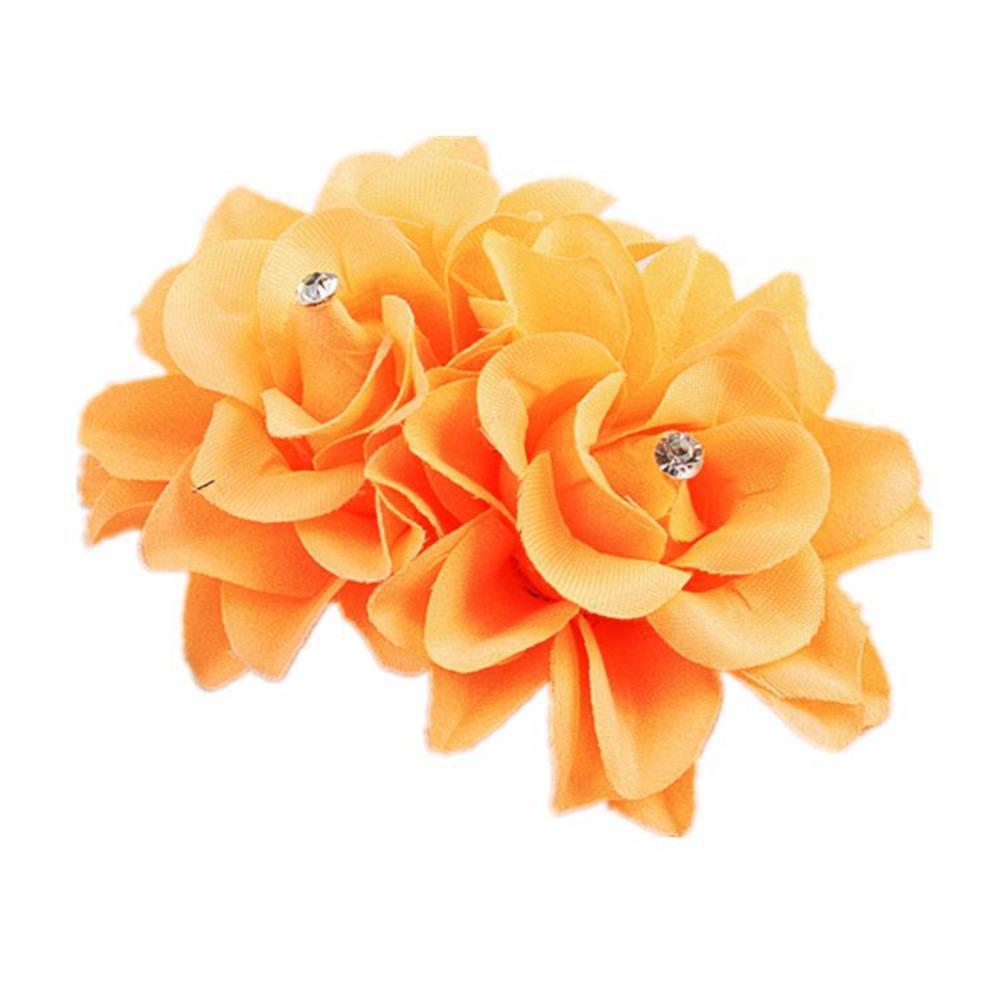 

Rhinestones Double Flower Hair Clip Large Rose Edge Clip Simple Floral Claw Clips Women Girls оранжевый