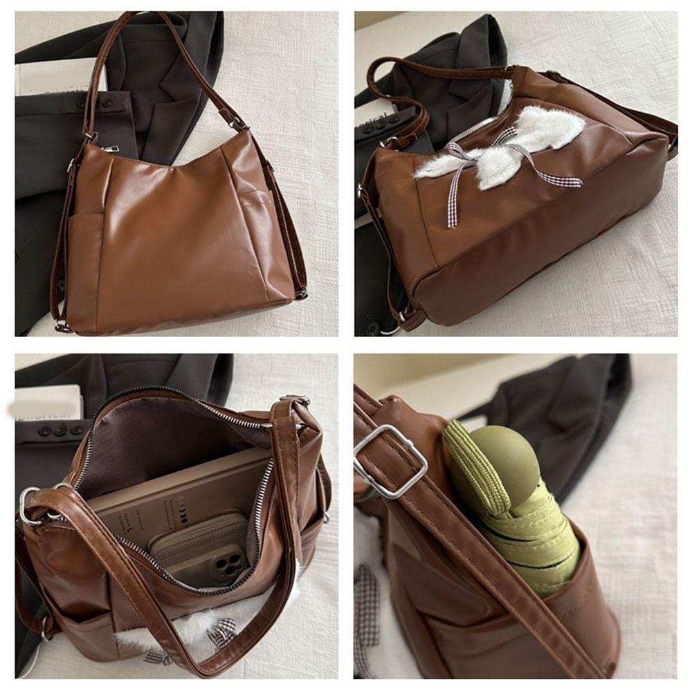 Plush Puppy Women Tote Bag Solid Color Underarm Pouch Cute Casual Backpack Travel