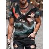 Modisches Herren Rundhals Kurzarm 3D Tier Farbdruck Tier Kurzarm Rundhals T-Shirt