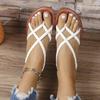New casual sandals overalls women's shoes toe-woven flat-bottomed beach sandals women