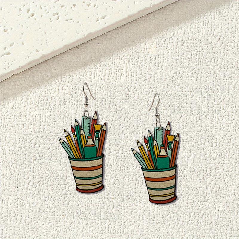 Серьги-подставки для ручек, серьги, сезон выпускных, учебный сезон, подарки для друзей, дерево, маленький свежий ретро-стиль