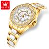 OLEVS 3685 New Quartz Watch for Women Luminous Waterproof Calendar Diamond Bezel Original Fashion Dress Ladies Wristwatch