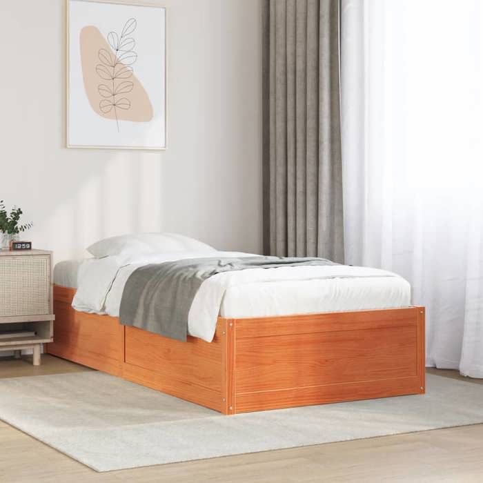 VidaXL Cadre de lit sans matelas cire marron 90x200 cm bois pin massif 846833