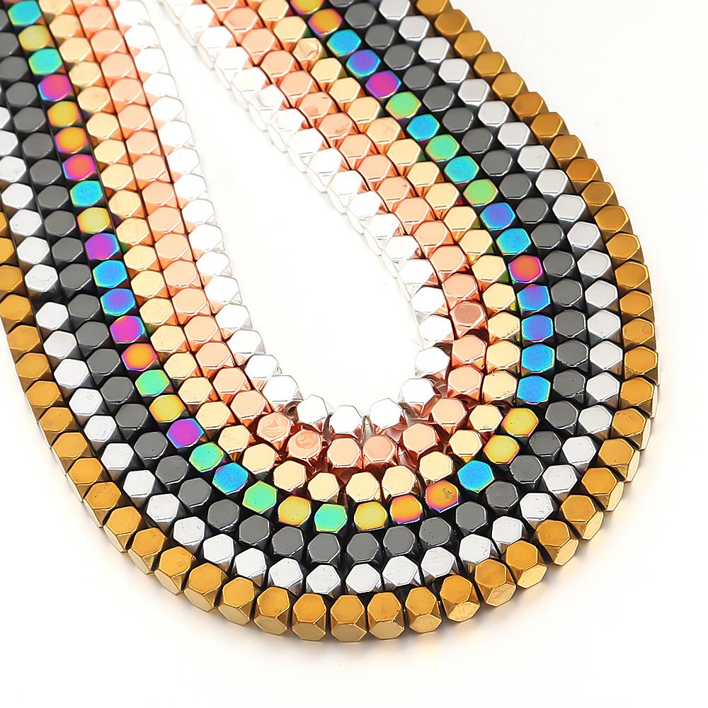 4mm Natural Faceted Hematite Stone Beads Colorful Loose Spacer Beads For Jewelry Making DIY Crafts Necklace Bracelet Accessories