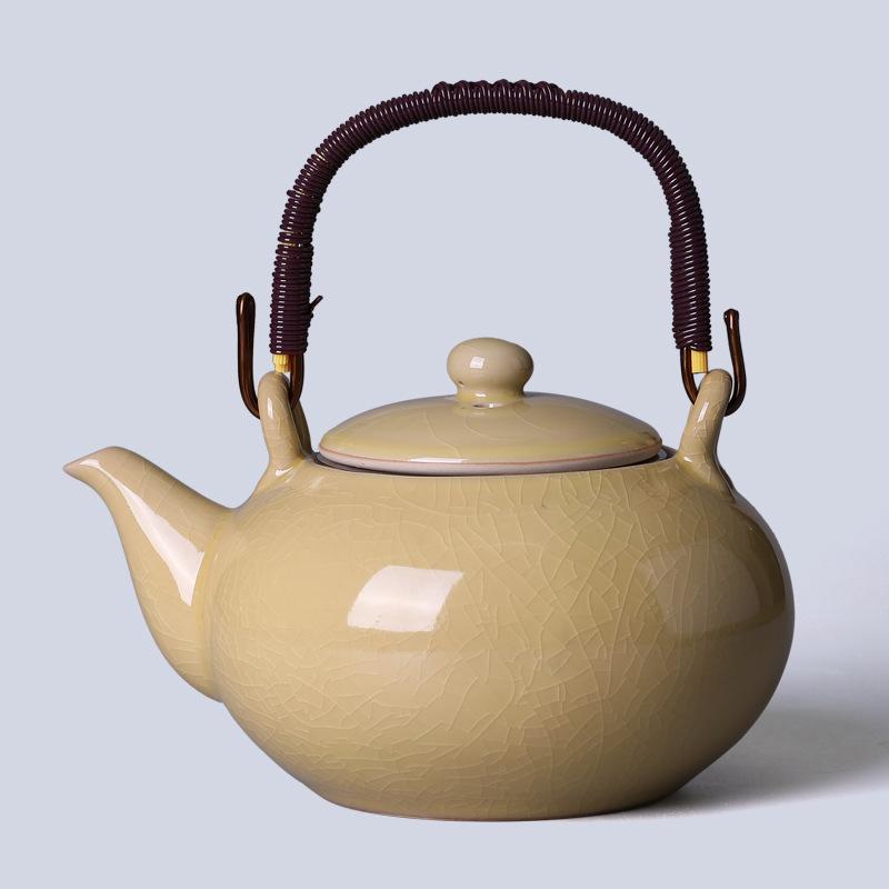 Japanese Style Kung Fu Tea Set Kiln Transformed Lifting Beam Teapot Ceramic Teapot Simple with Filter Tea Maker Single Pot