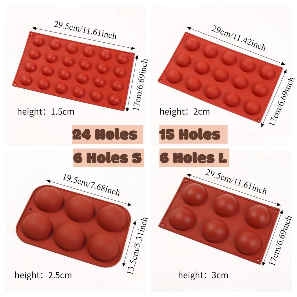 6/15/24Holes Half Sphere Silicone Molds DIY Baking Half Ball Chocolate Candy Cake Mold Baking Tray Pastry Molds Kitchen Tools