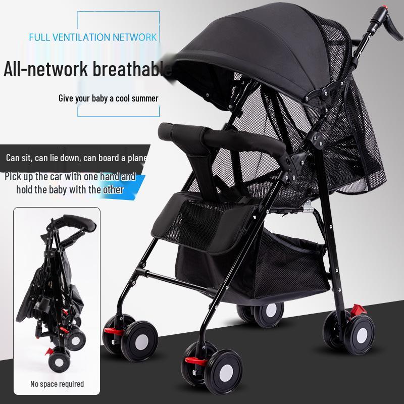 Lightweight Foldable Baby Stroller for Sitting or Lying