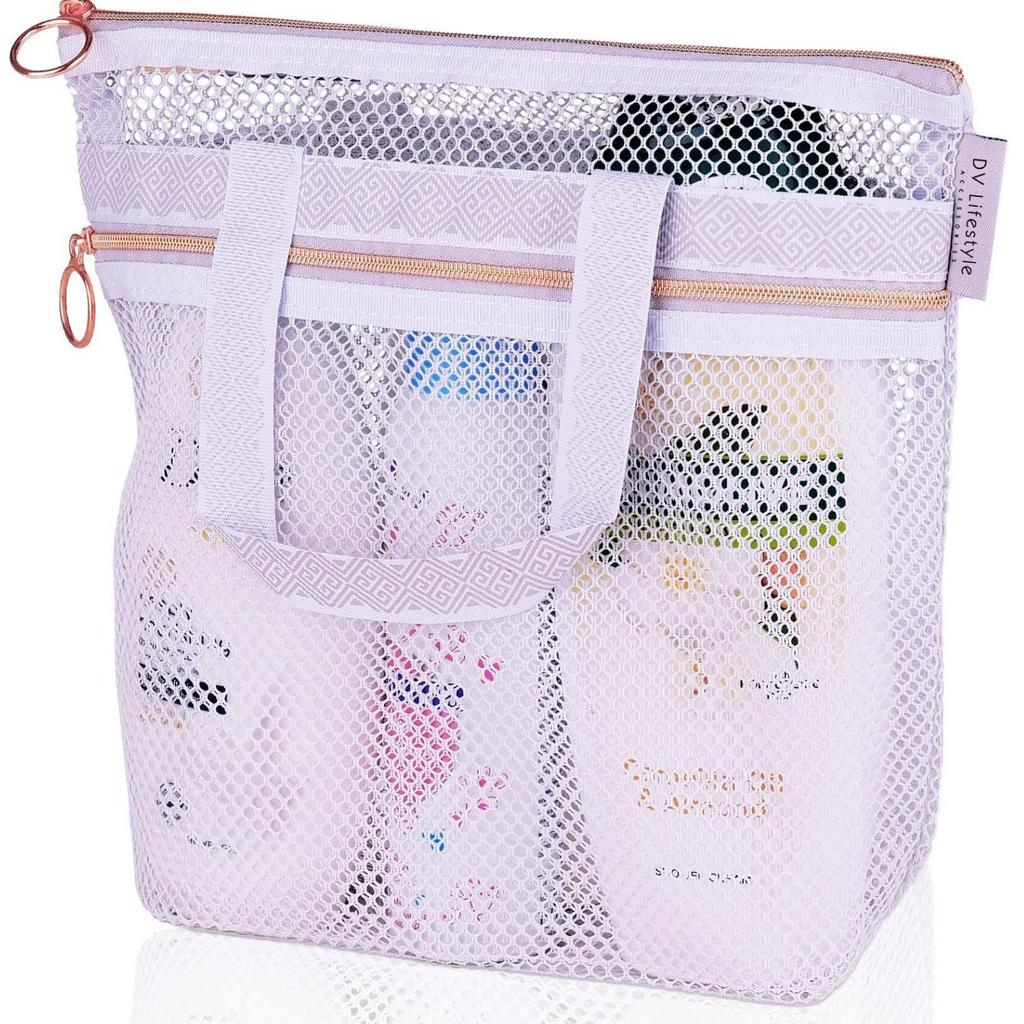 Transparent Portable Mesh Shower & Makeup Organizer Bag