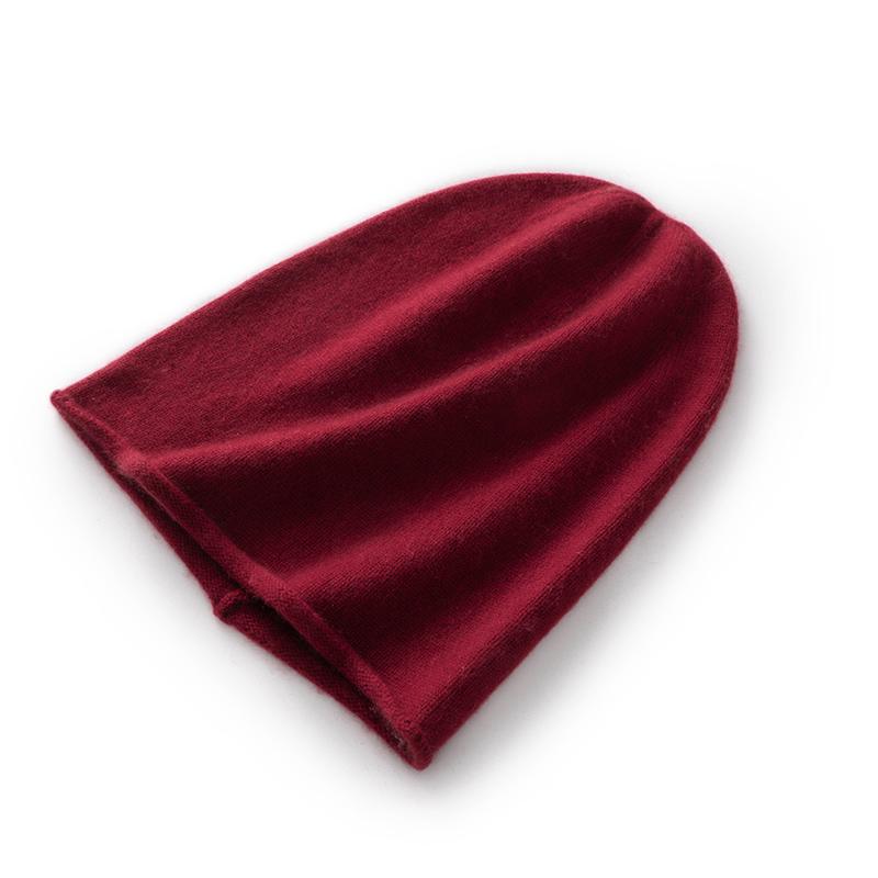 Winter 100% Cashmere Knitted Unisex Warm Hat High Quality Solid Leisure Sleeve Hat Men's And Women's High Quality Hat