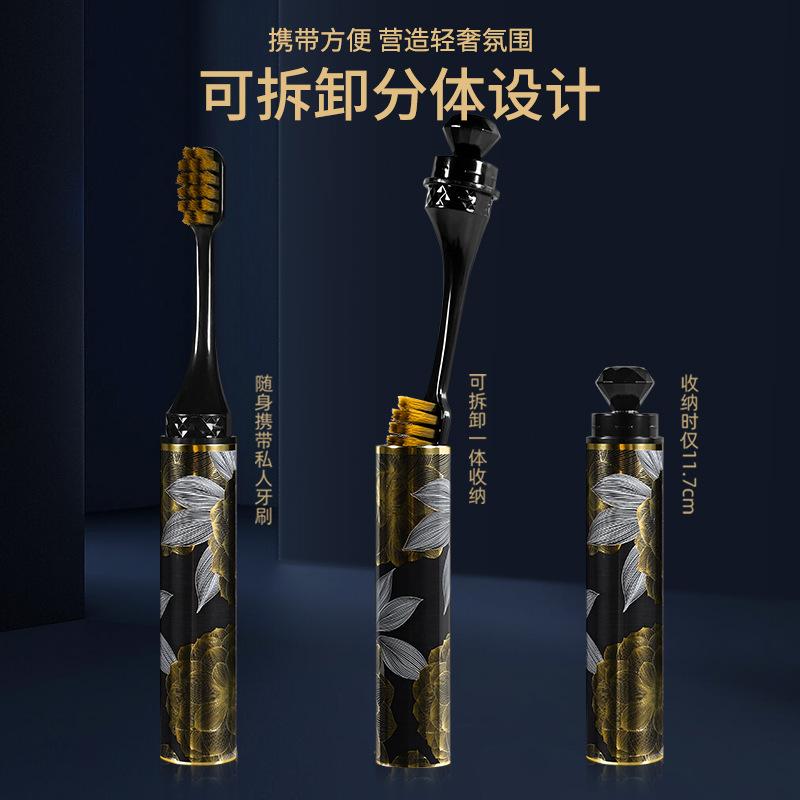 Portable Lipstick Tube Folding Toothbrush, Suitable for Travel and Home Use, Suitable for Deep Oral Cleaning of Men and Women