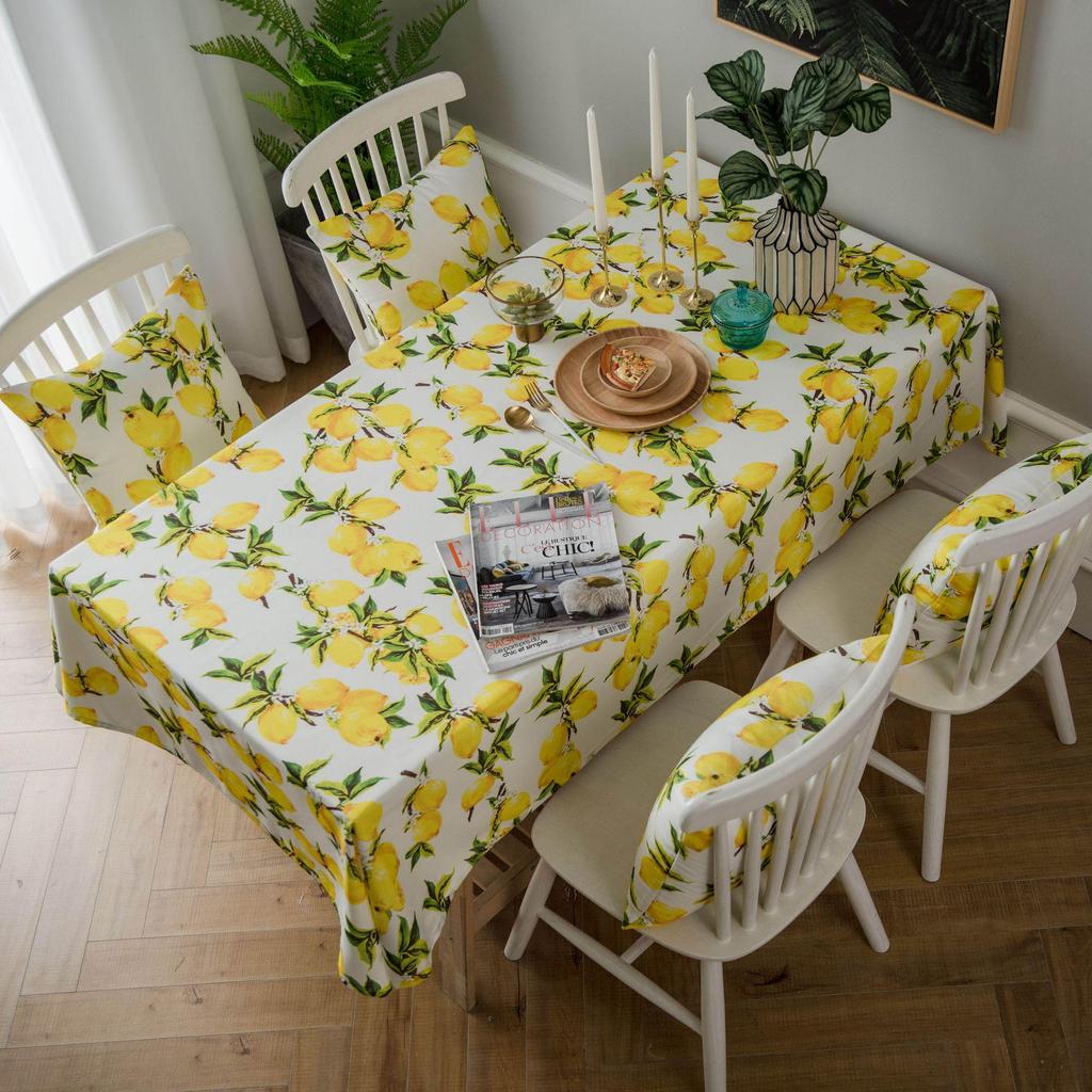 Waterproof Lemon Print Yellow Tablecloth - Korean Style INS Trendy Dining and Coffee Table Mat
