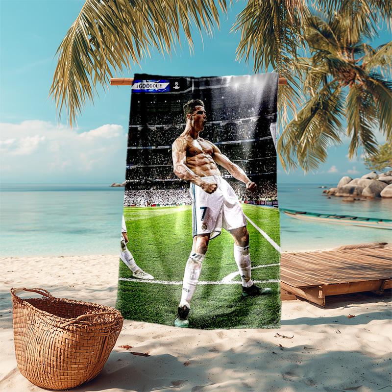 Cristiano Ronaldo Legendary Football Trophy Collection Beach Towel Beach Portable For Travel Seaside Swim Quickdrying Swim Towel Printing Beach Comfor