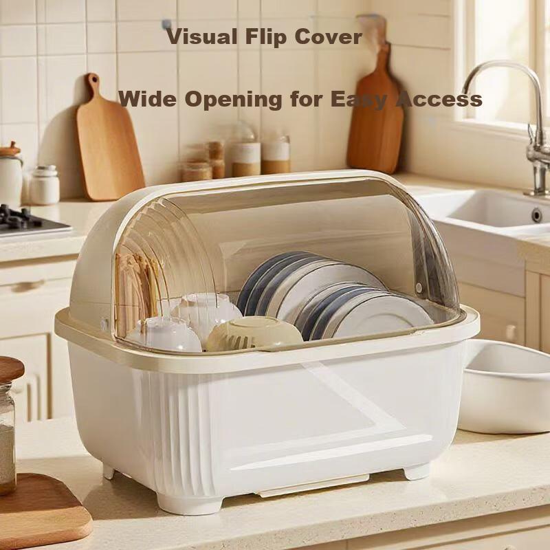 Bowl And Chopstick Storage Box, Draining Bowl Rack, Dish Organizer Shelf, Kitchen Cabinet with Lid, Bowl And Plate Storage Container