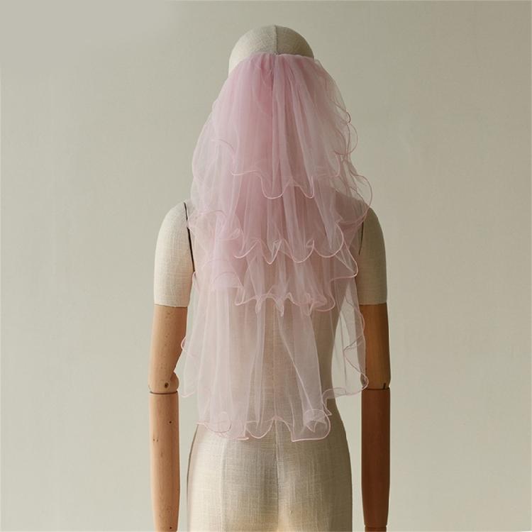 Brautschleier Hochzeitschleier Mehrlagiger Kurzer Schleier mit Haarkamm Junggesellinnenabschied Schleier