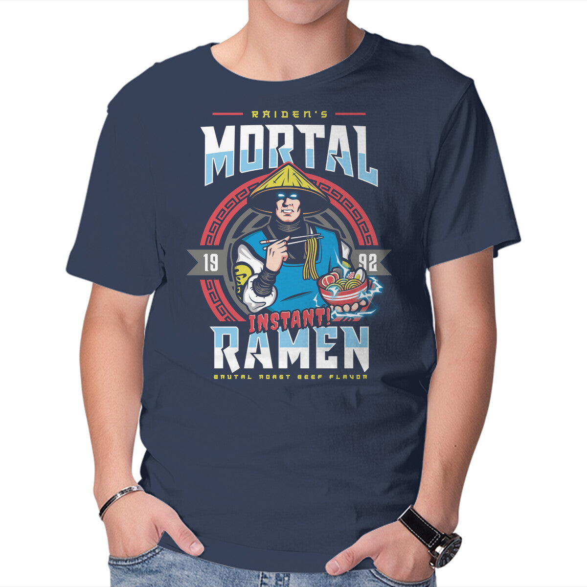Unisex Crew Neck T-Shirt Mortal Ramen Graphic Short Sleeve Casual Tee XL