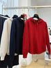 Women's Plus Size Hooded Half-Zip Long-Sleeve T-Shirt for Autumn/Winter - Loose, Slimming, Comfortable, and Versatile.