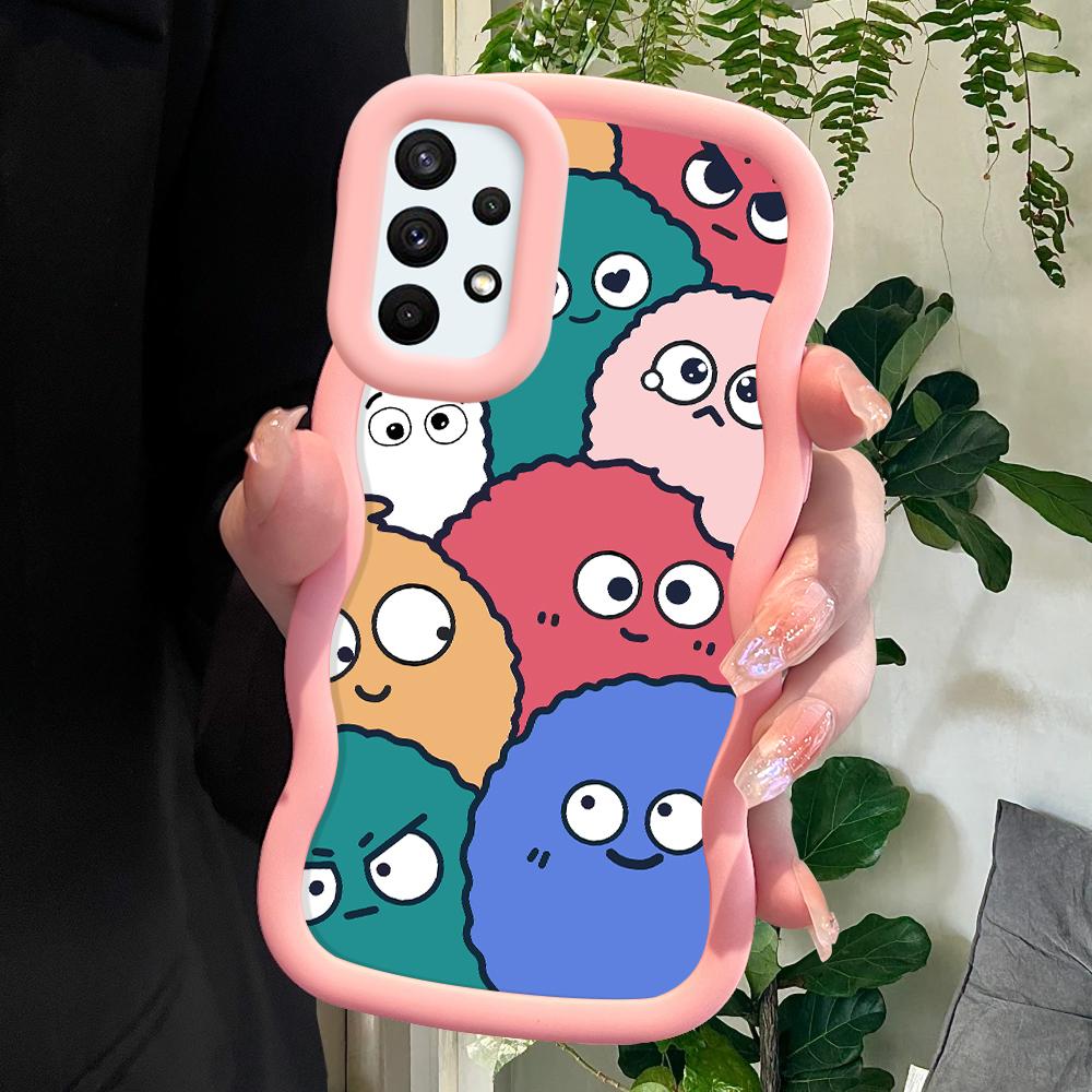 

Окрашенный узор Big Wave Edge Мягкий силиконовый материал Macaron чехол для телефона противоударный защитный резиновый чехол для Samsung Xiaomi Poco Redmi Xiaomi Poco C75 5G розовый